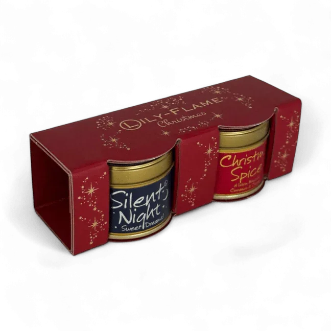 Lily Flame Mini Tin Duo Gift Set Christmas - Silent Night & Christmas Spice Candle - Image 3