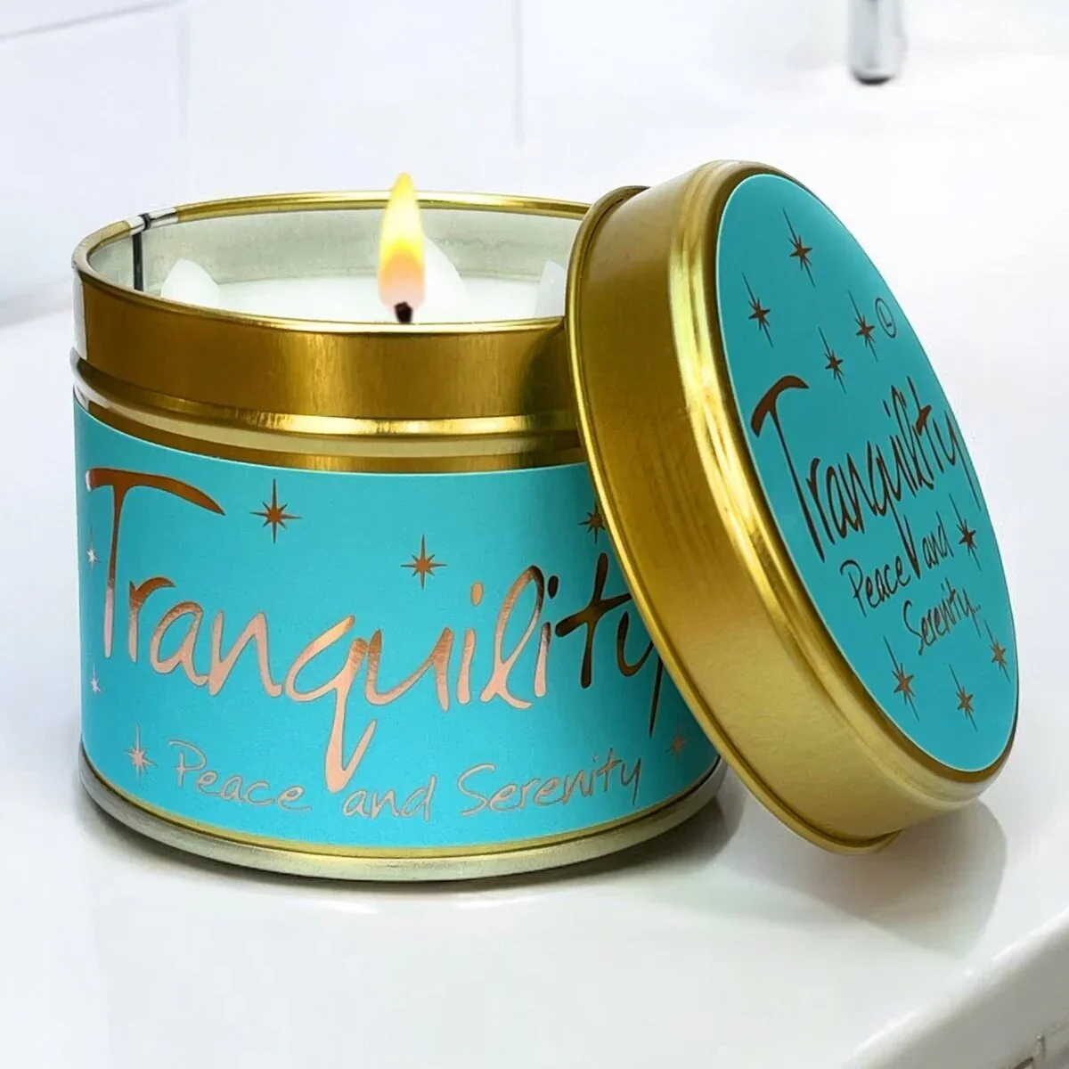 Lily Flame Tranquility Scented Candle Tin - Image 2