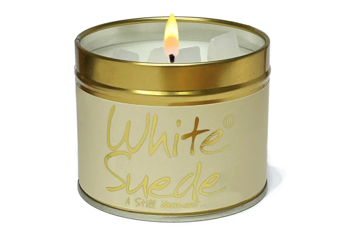 Lily Flame White Suede Candle - Image 2