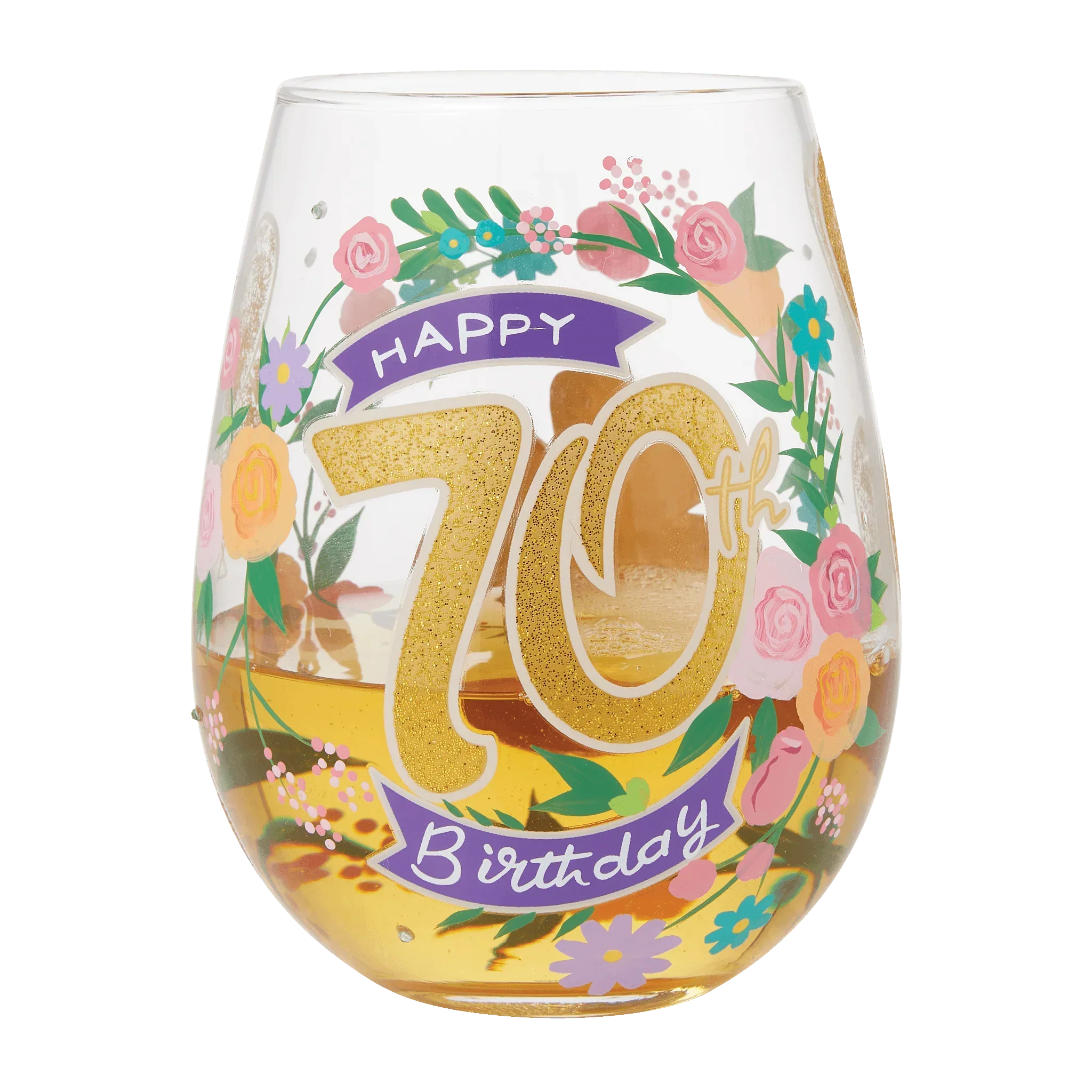 Lolita Happy 70th Birthday Stemless Wine Glass - Image 2