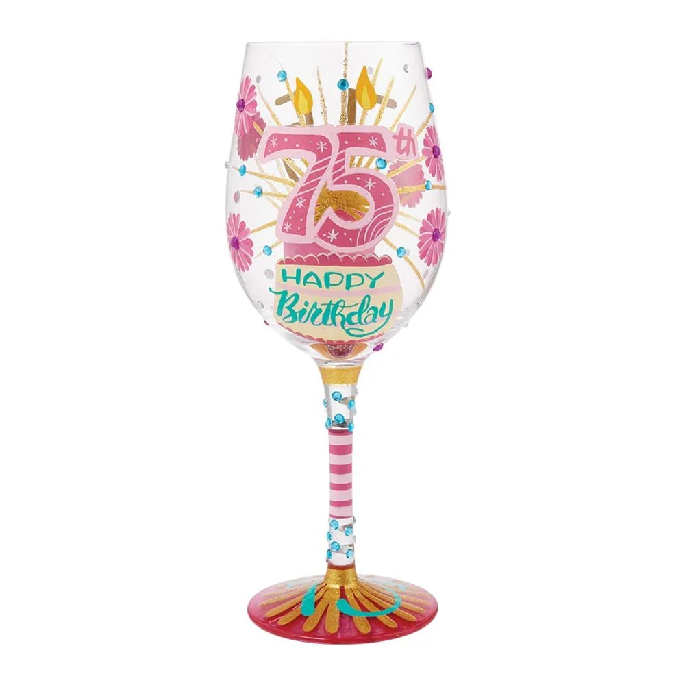 Lolita Happy 75th Birthday Wine Glass