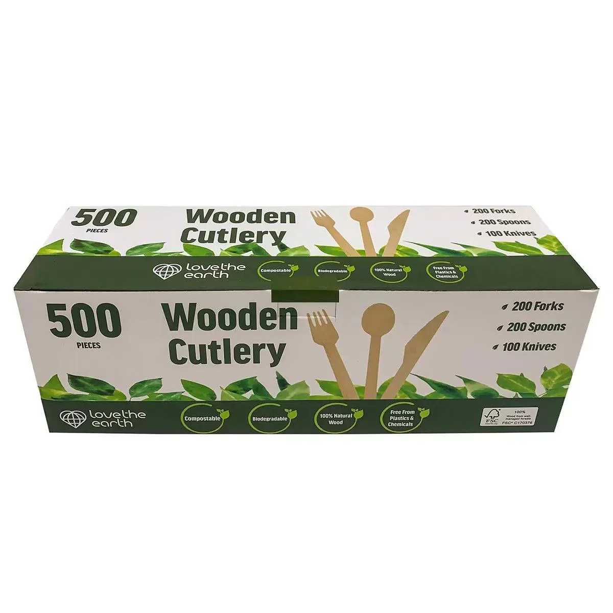 Love The Earth Wooden Cutlery Variety (500 Pack)