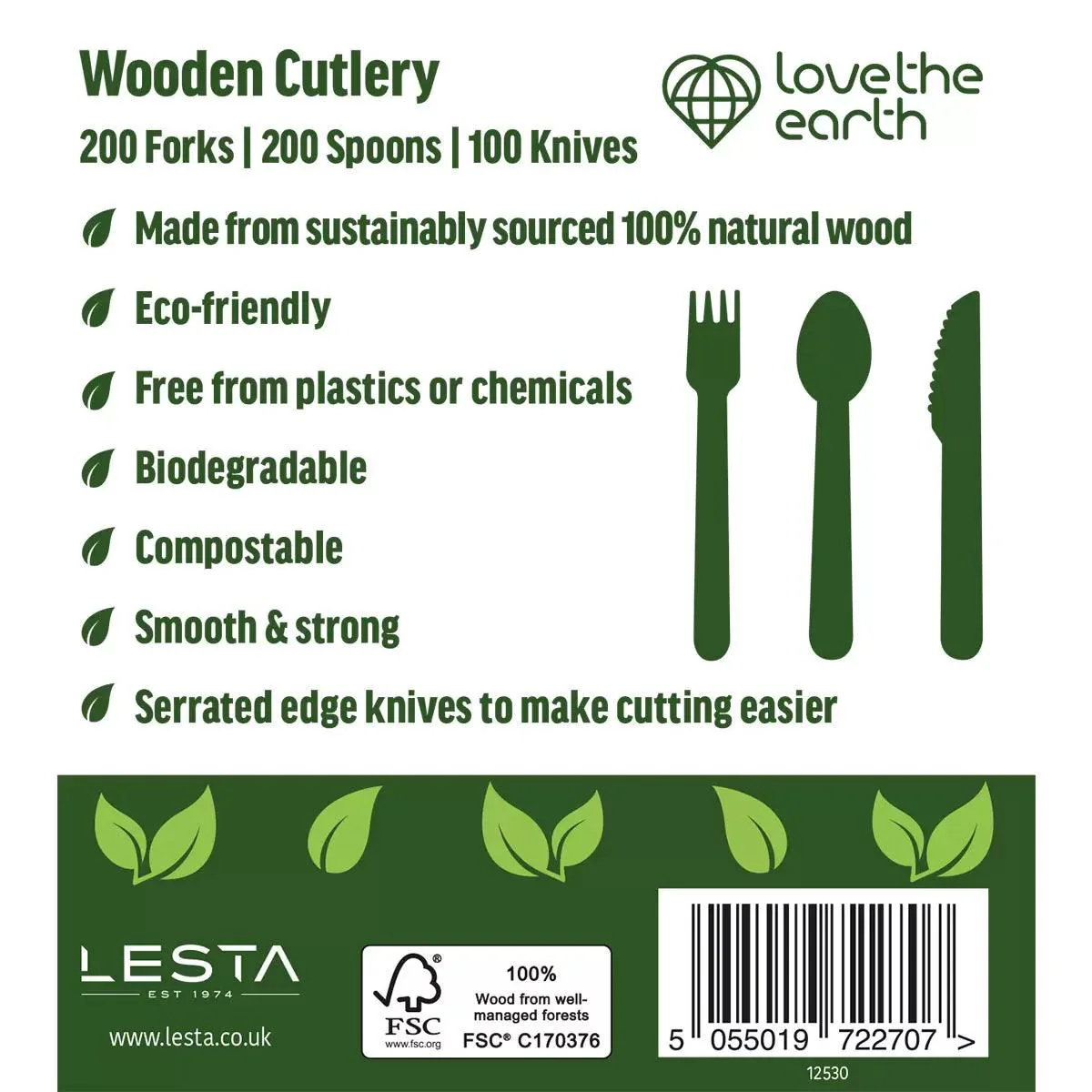 Love The Earth Wooden Cutlery Variety (500 Pack) - Image 6