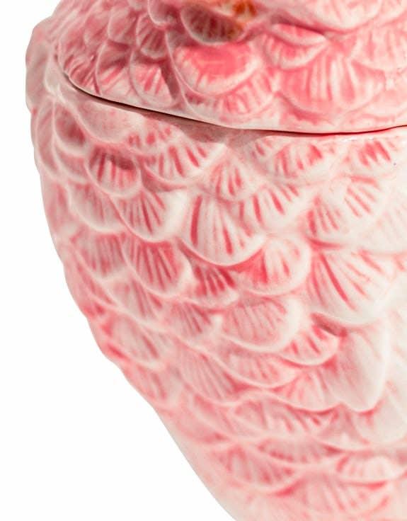 Pink & White Ceramic Parrot Storage Jar/Vase - Image 3