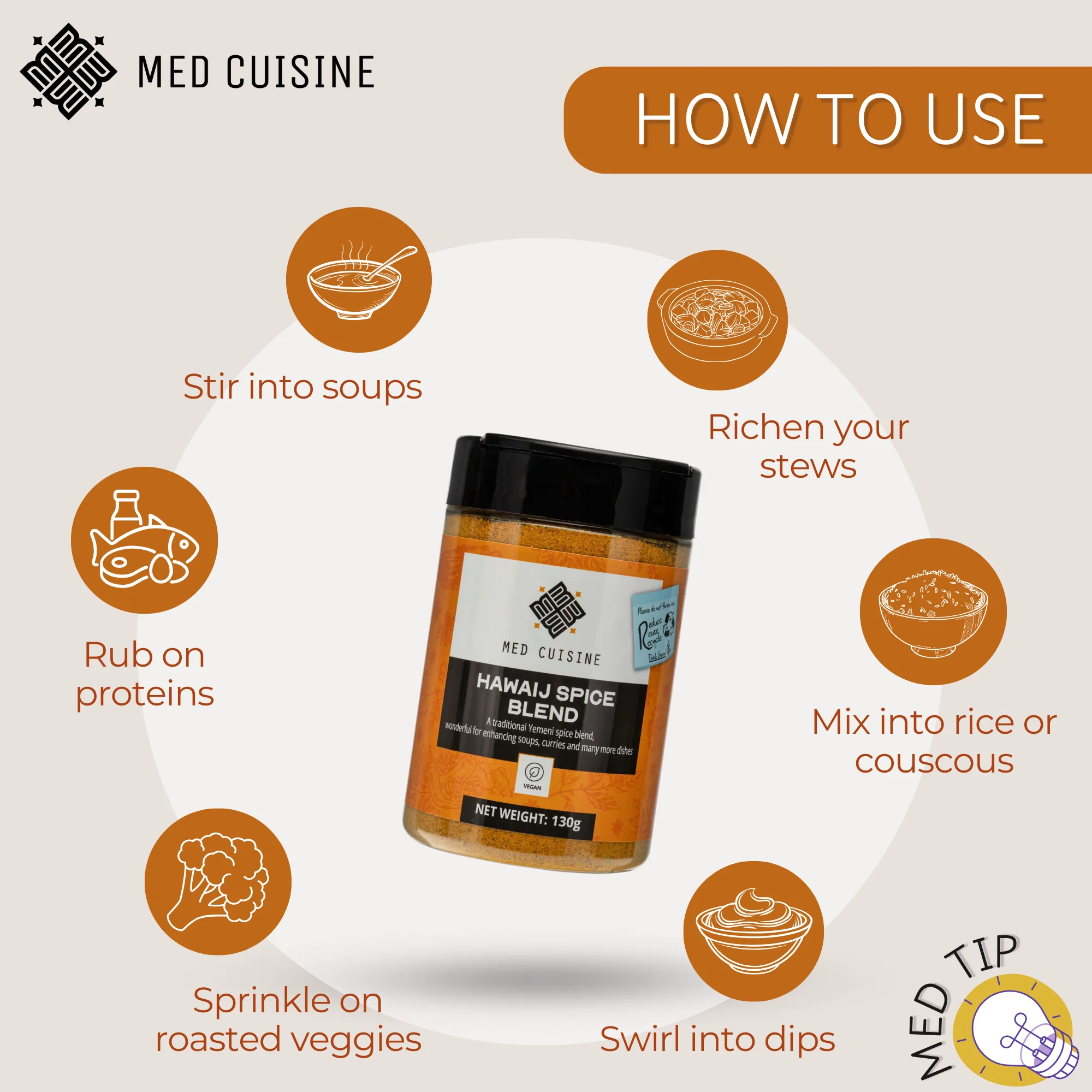 Med Cuisine NEW! "Hawaij" Spice Blend (130g) - Image 2