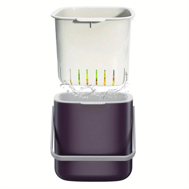 Meisihan 4L Removable Basket & Secure Lid Kitchen Compost Bin - Dark Purple - Image 4