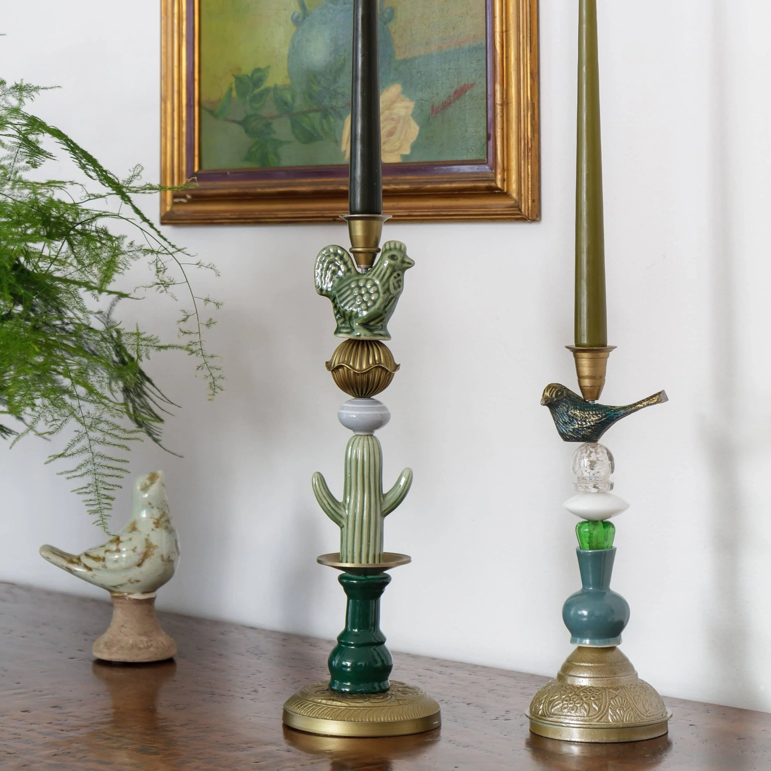 Miho - Artisan Ceramic Candlestick - Green Vibes - Image 2