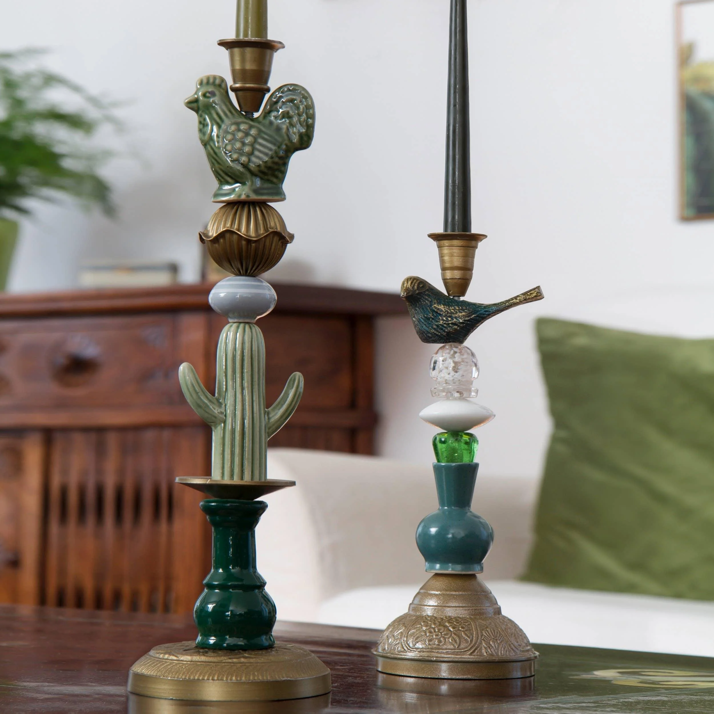 Miho - Artisan Ceramic Candlestick - Green Vibes - Image 3