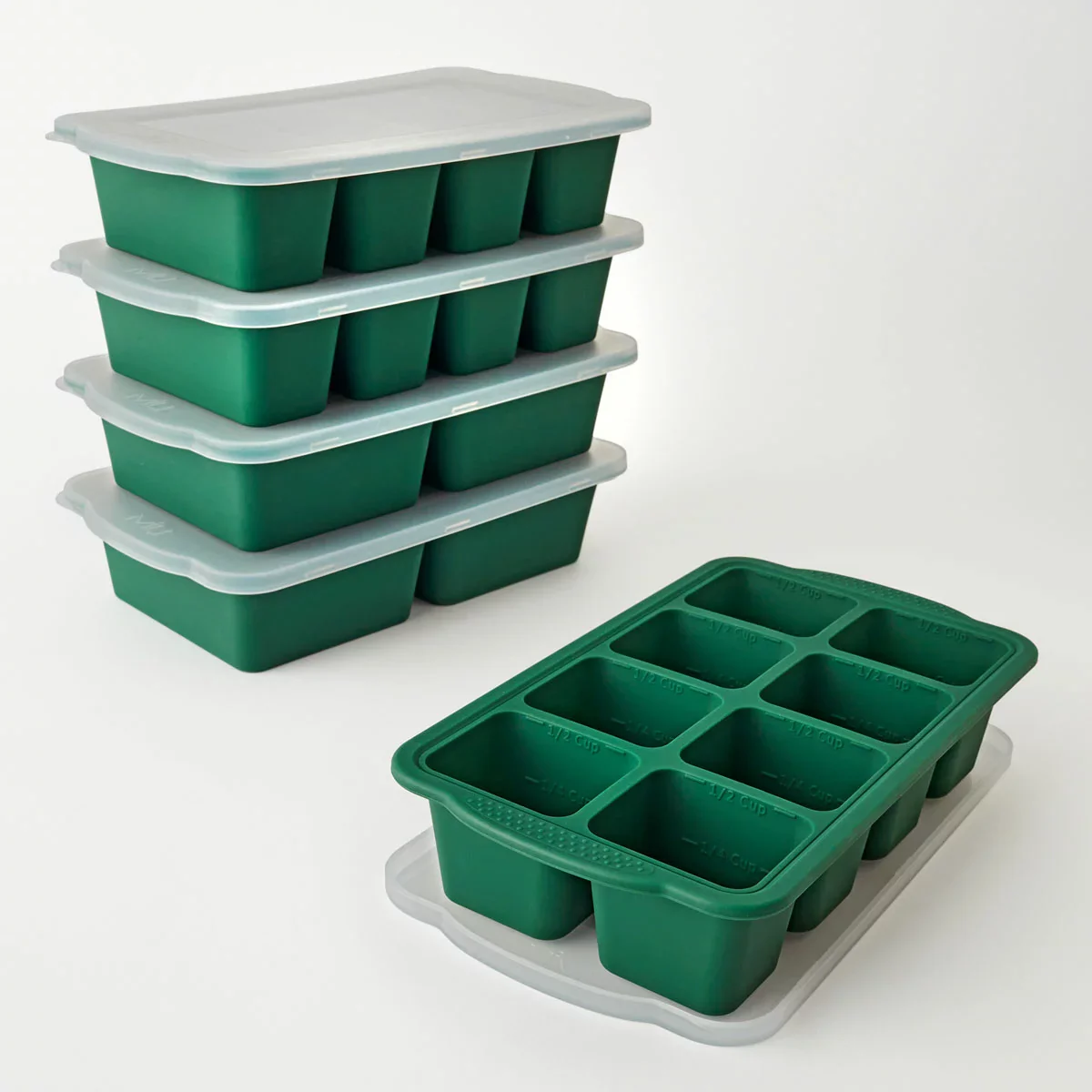 MIU Silicone Freezer Trays with Lids - Green (5-pack)