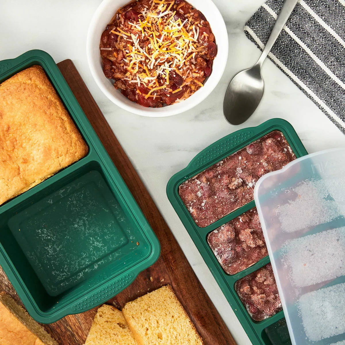 MIU Silicone Freezer Trays with Lids - Green (5-pack) - Image 4