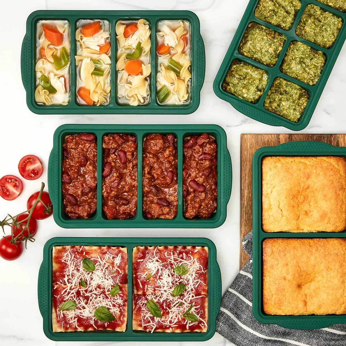 MIU Silicone Freezer Trays with Lids - Green (5-pack) - Image 5