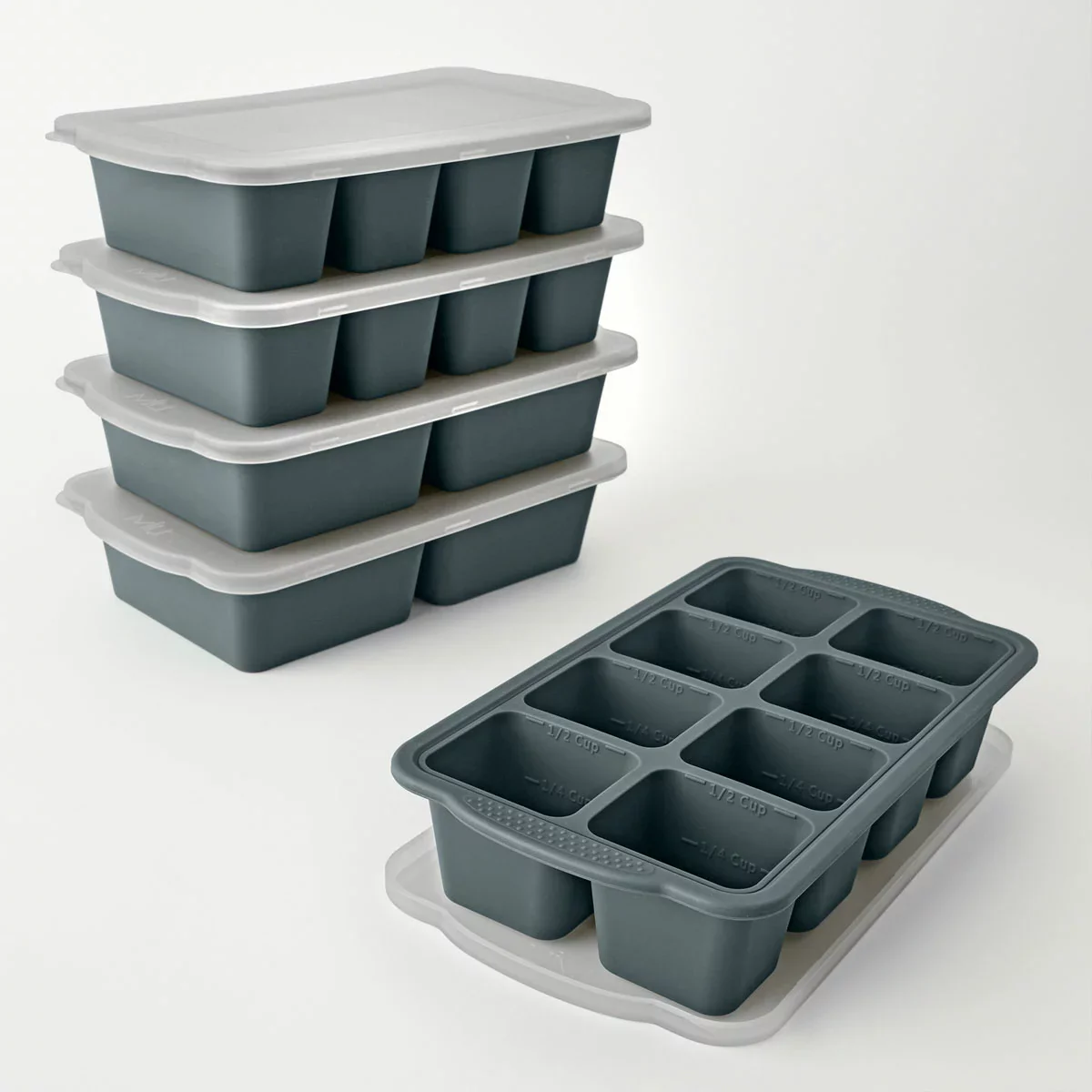 MIU Silicone Freezer Trays with Lids - Gery (5-pack)