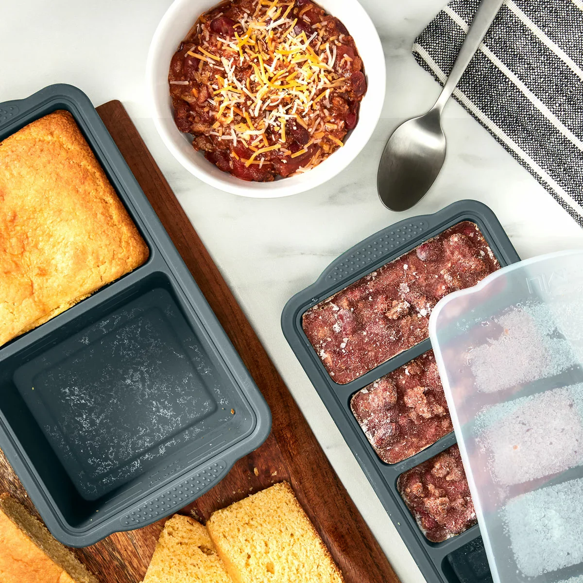 MIU Silicone Freezer Trays with Lids - Gery (5-pack) - Image 3
