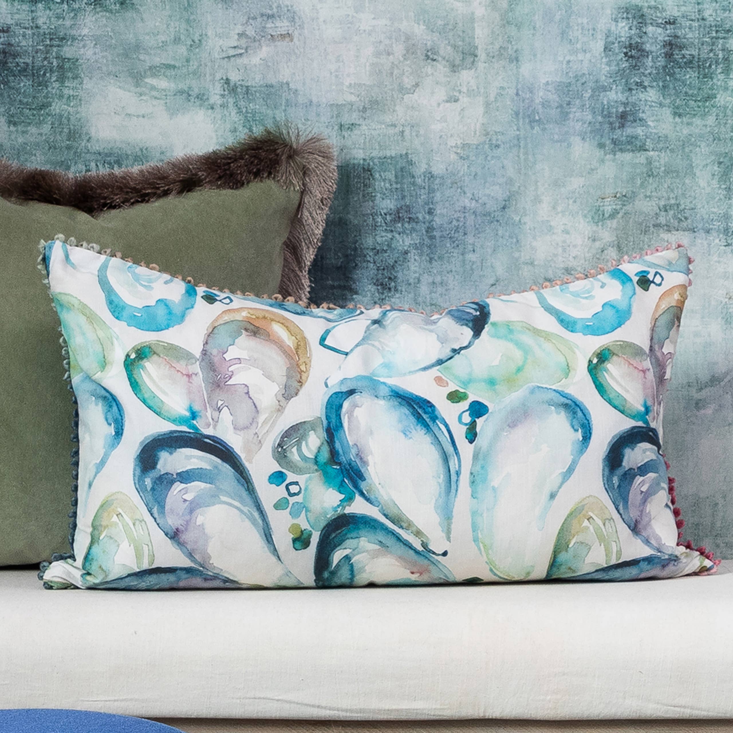 Mussel Shells Printed Cushion Marine Cover Only (40x70cm)