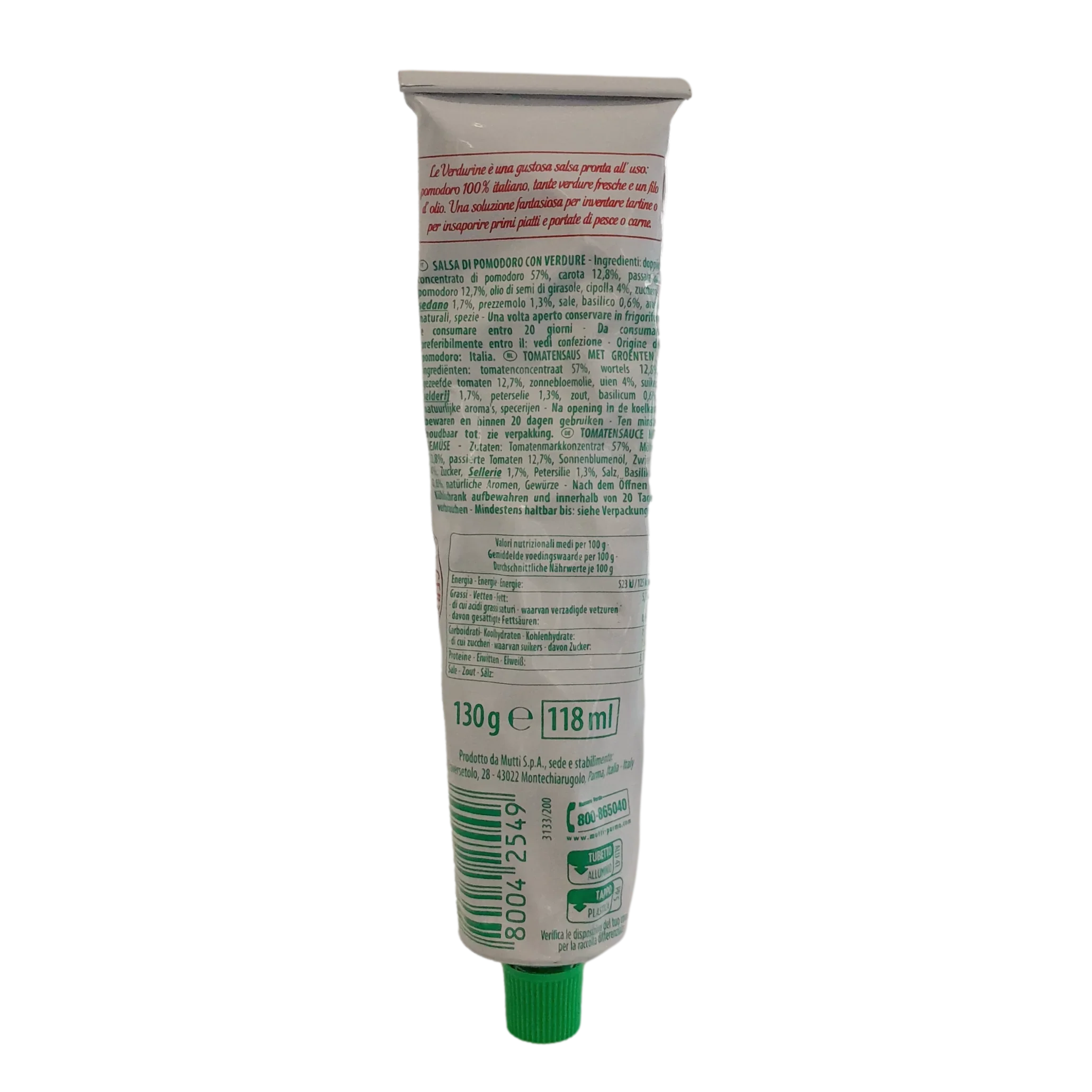 Mutti Double Puree Tomato Concentrate with Vegetables (130ml) - Image 2