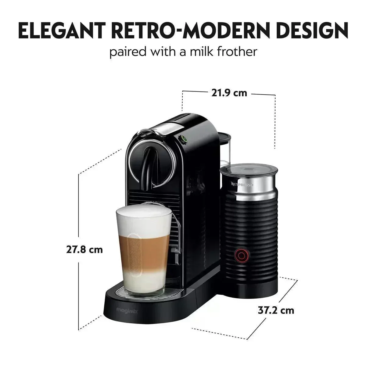 Nespresso by Magimix Citiz Capsule Coffee Machine & Aeroccino Milk Frother in Black - Image 3