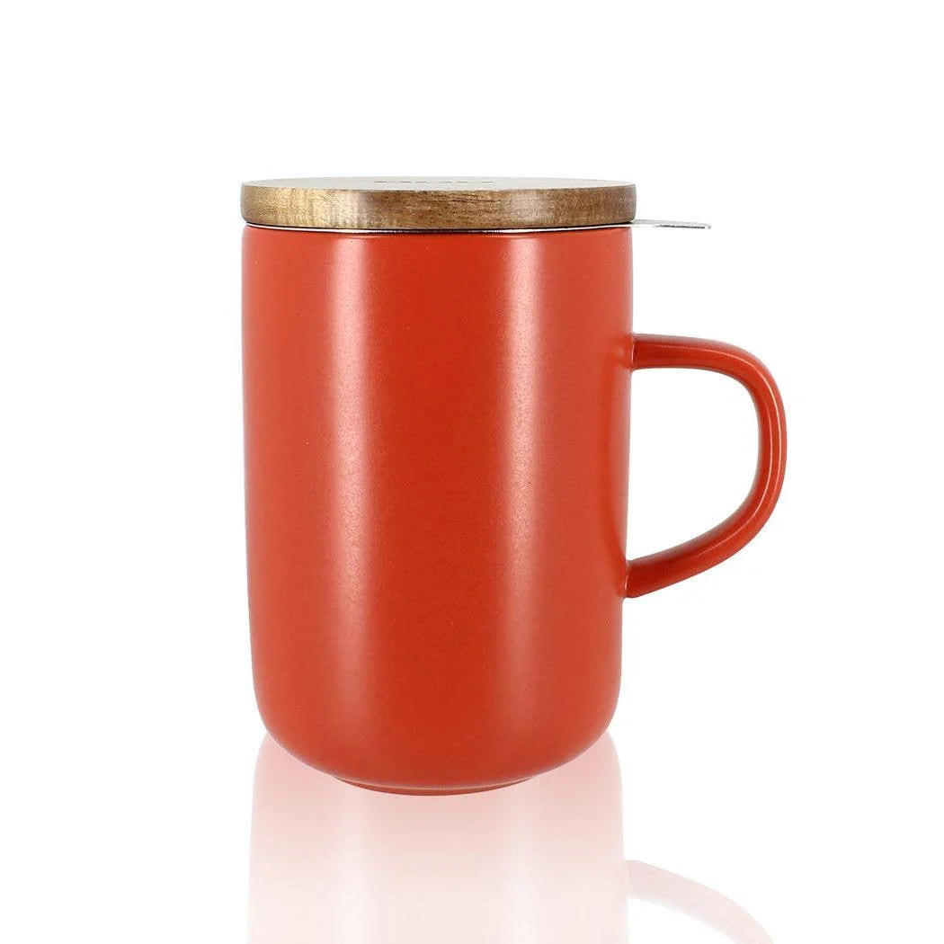 Ogo living Juliet Paprika Stoneware Tea Pot with Acacia Lid (475ml)