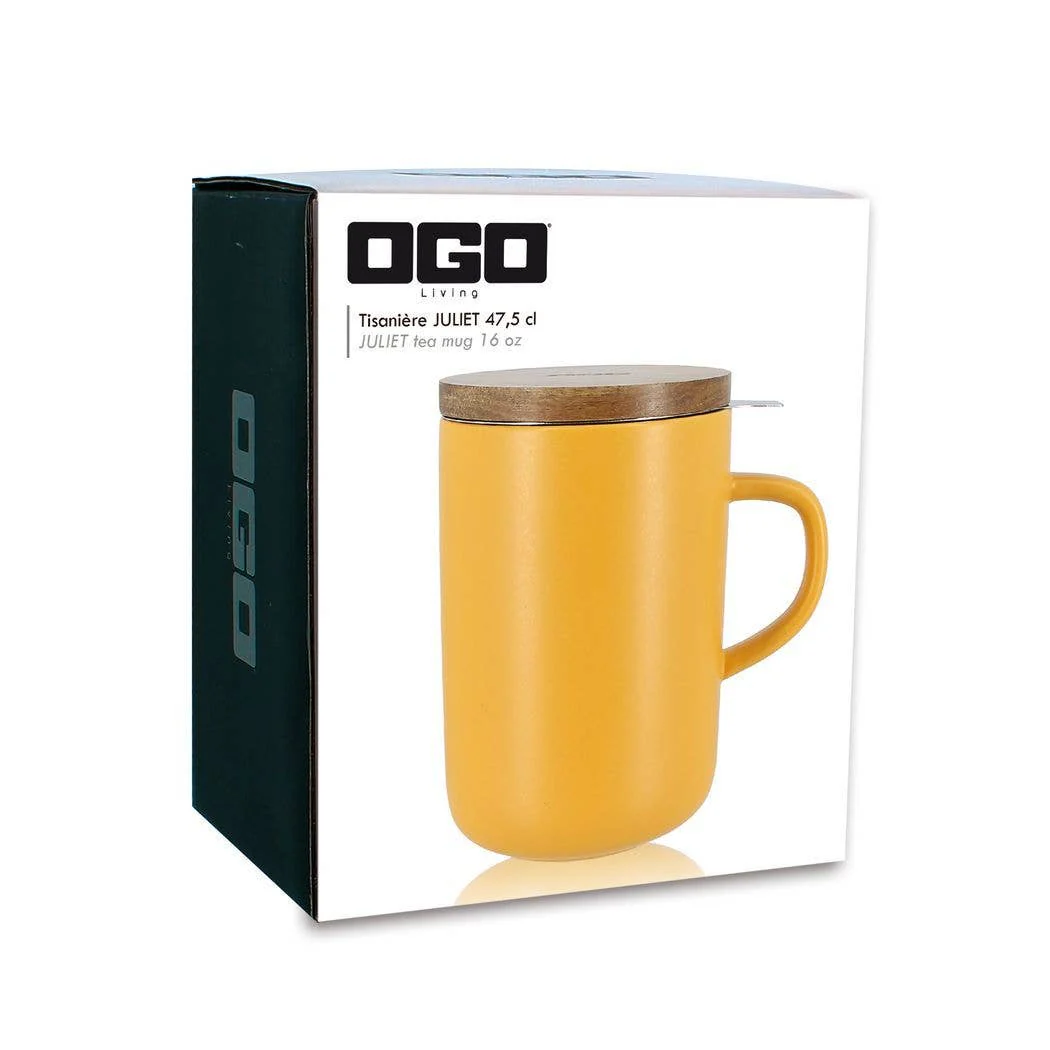 Ogo living Juliet Yellow Stoneware Tea Pot with Acacia Lid (475ml) - Image 6