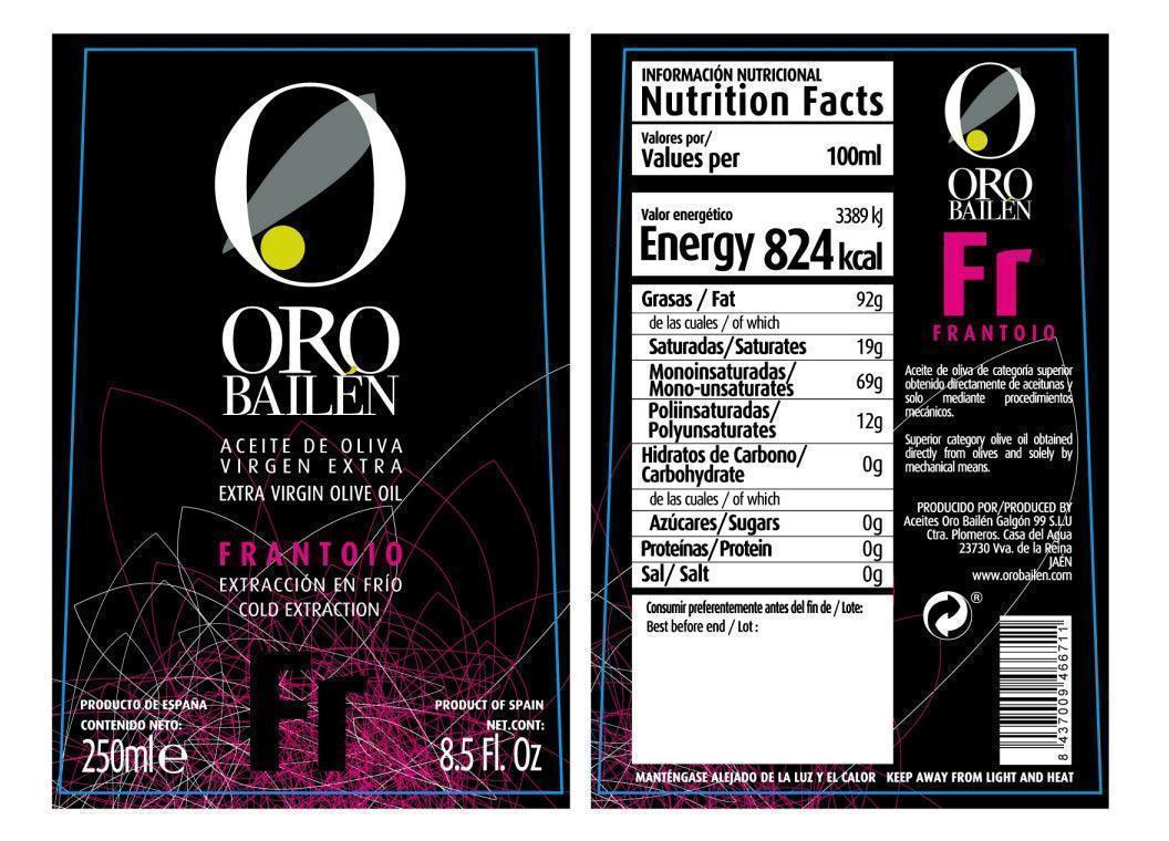 Oro Bailen Extra Virgin Olive Oil - Frantoio (250ml) - Image 2