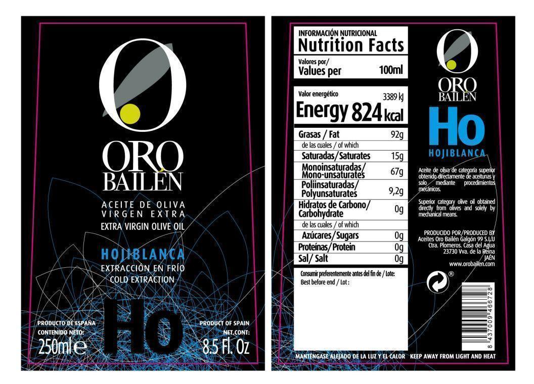 Oro Bailen Extra Virgin Olive Oil - Hojiblanca (250ml) - Image 2