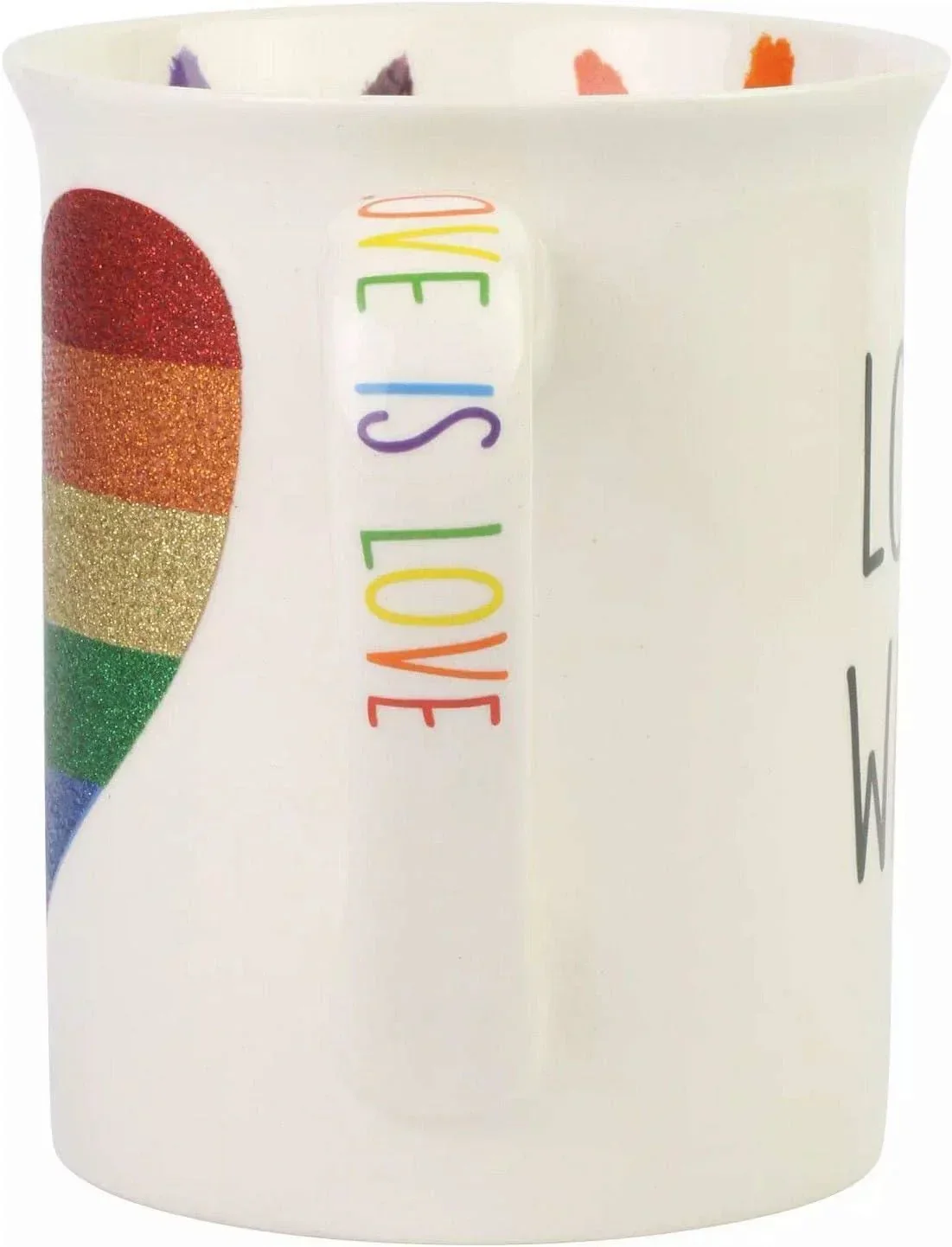 Our Name is Mud Rainbow Pride Heart Glitter Coffee Mug - Image 2