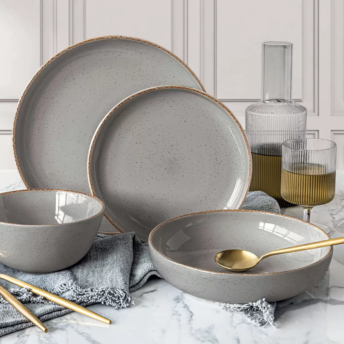 Over & Back Stoneware Dinnerware Set, 16 Piece - Grey - Image 4