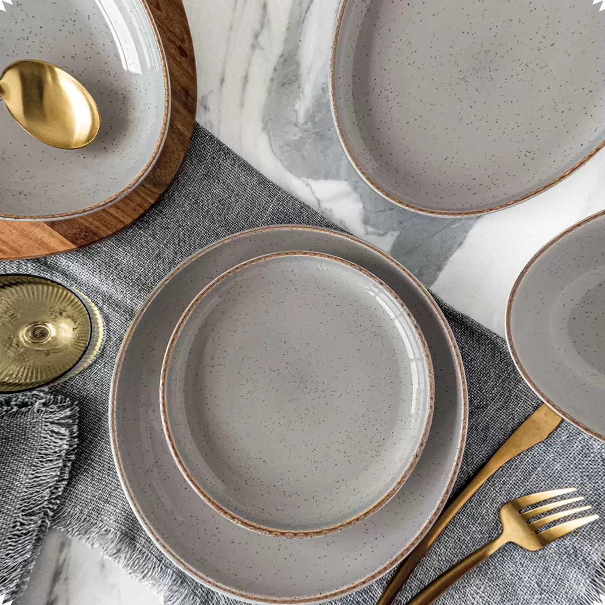 Over & Back Stoneware Dinnerware Set, 16 Piece - Grey - Image 5
