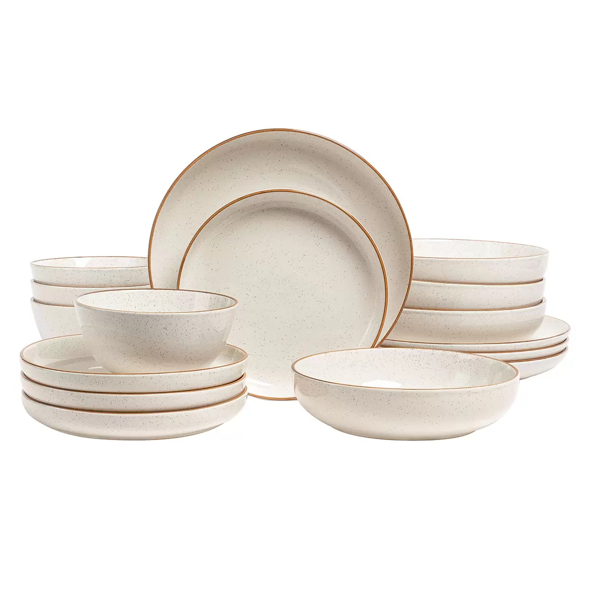 Over & Back Stoneware Dinnerware Set, 16 Piece - White