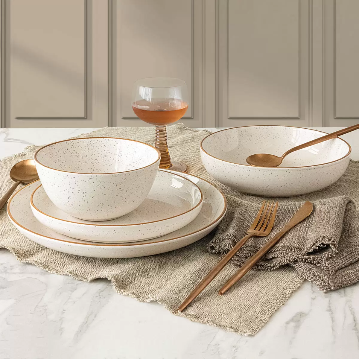 Over & Back Stoneware Dinnerware Set, 16 Piece - White - Image 2