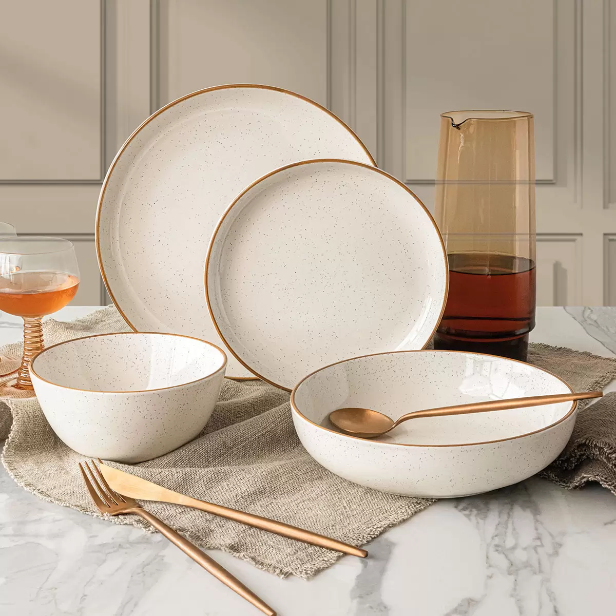 Over & Back Stoneware Dinnerware Set, 16 Piece - White - Image 3