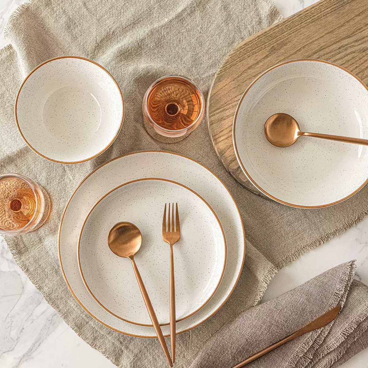 Over & Back Stoneware Dinnerware Set, 16 Piece - White - Image 4