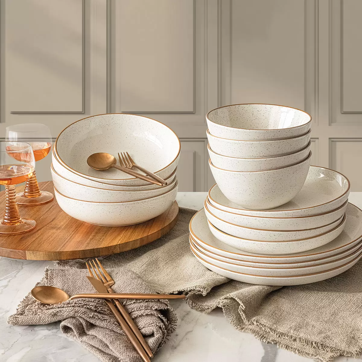 Over & Back Stoneware Dinnerware Set, 16 Piece - White - Image 5