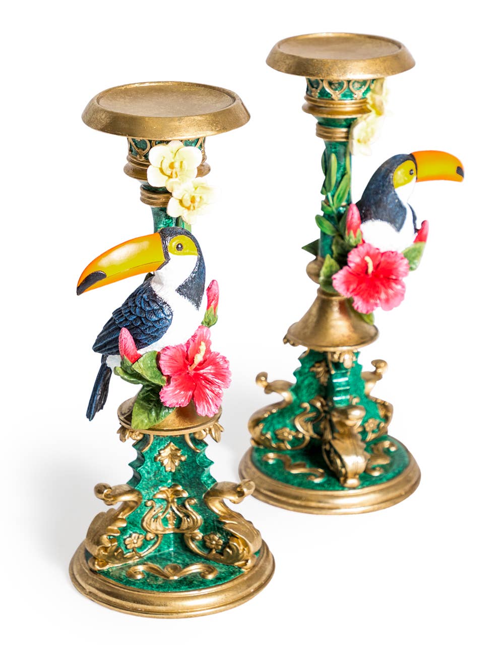 McGowan Pair of Ornate Toucan Candle Holders (31cm)