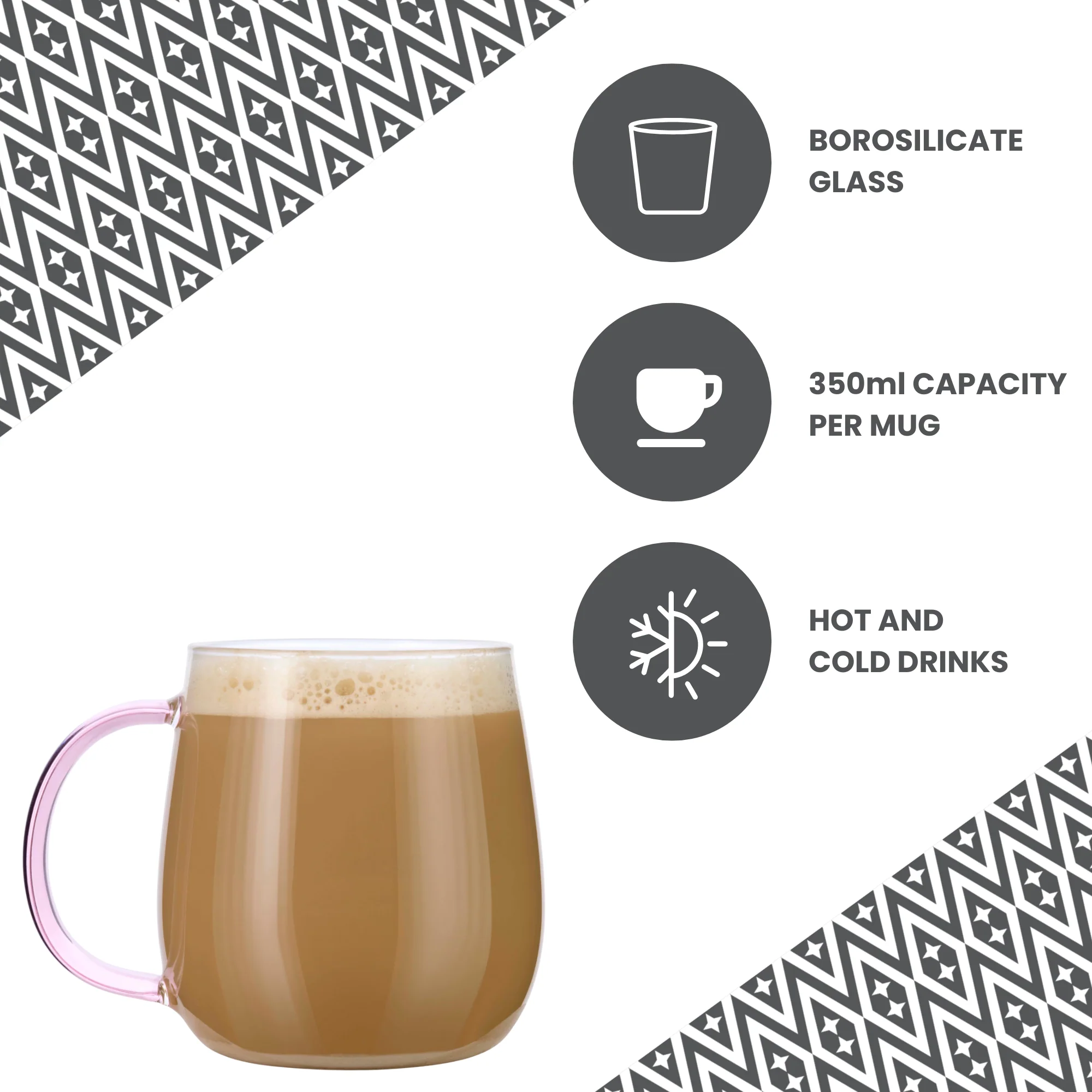 Uberstar Palette Mugs (Set of 4 Glass Mugs with Coloured Handles) - Image 7