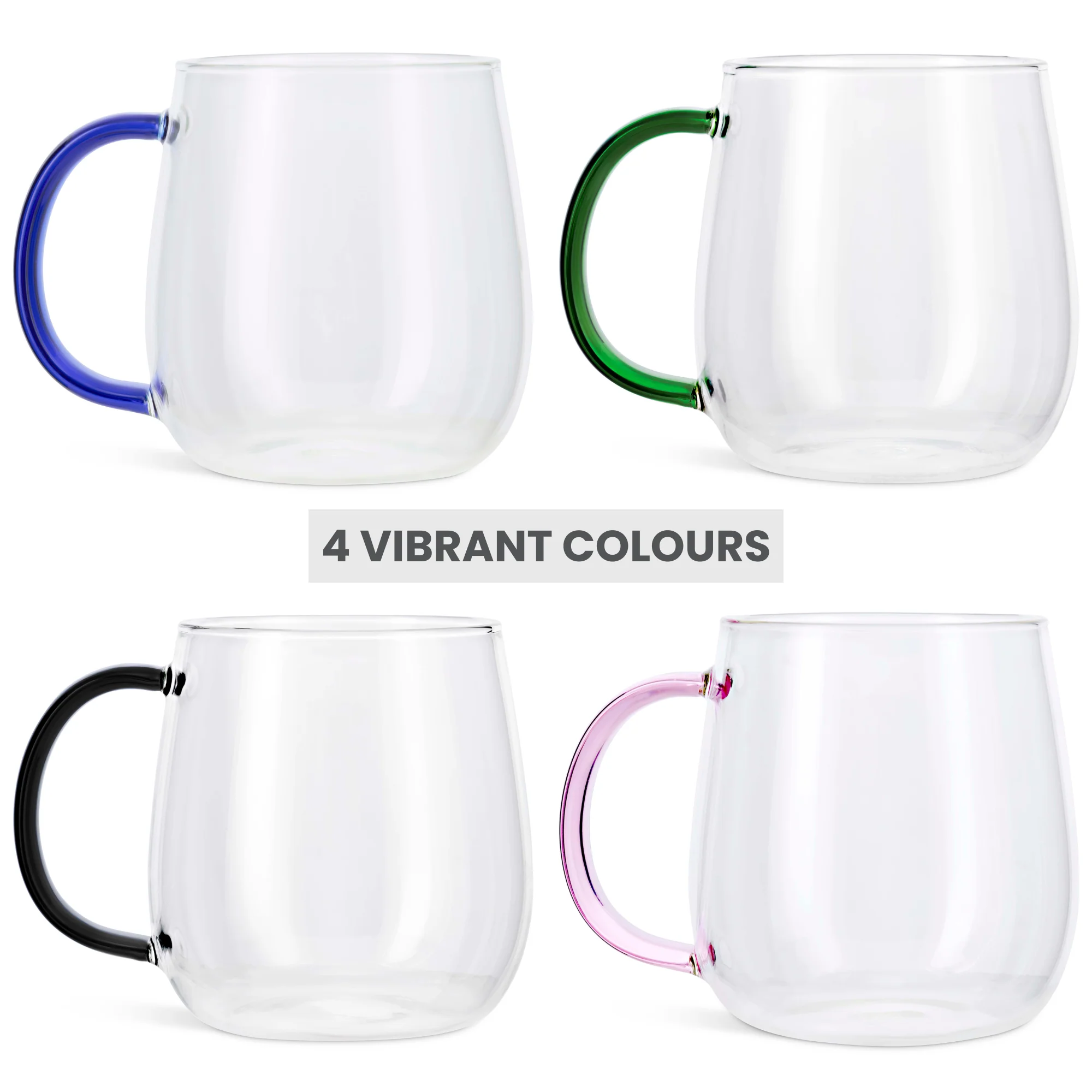Uberstar Palette Mugs (Set of 4 Glass Mugs with Coloured Handles) - Image 8