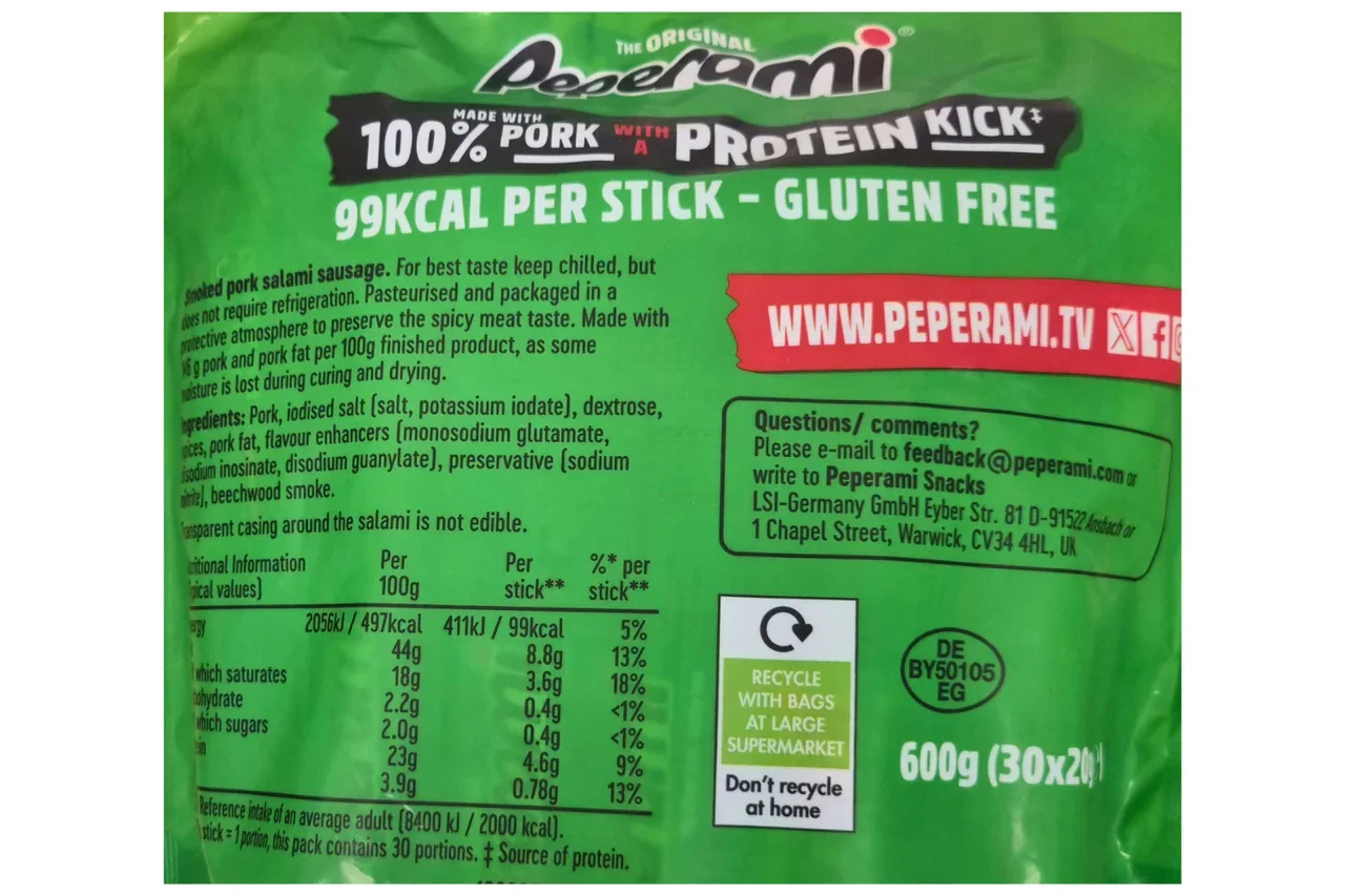 Peperami Original Smoked Pork Salami Sausage (30x20g) - Image 2