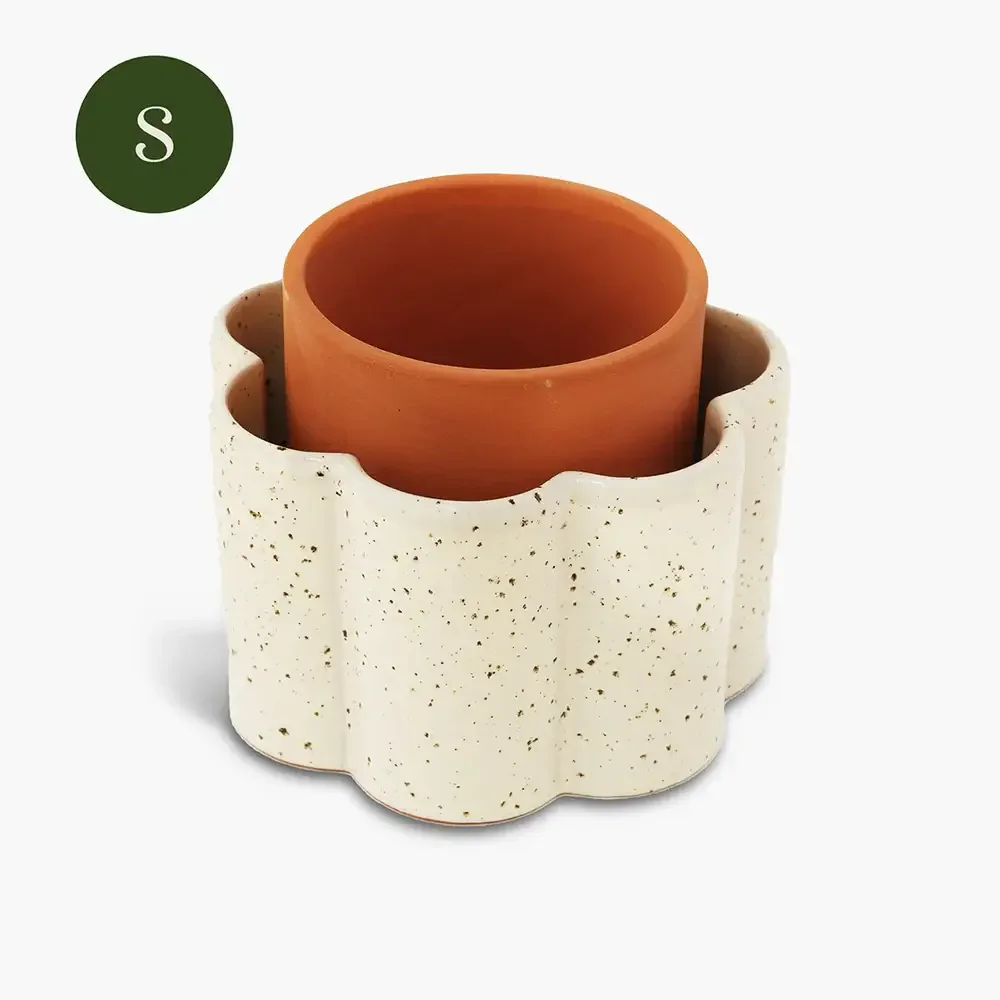 Pepin Self-watering pot Paulita (S) - Speckled white