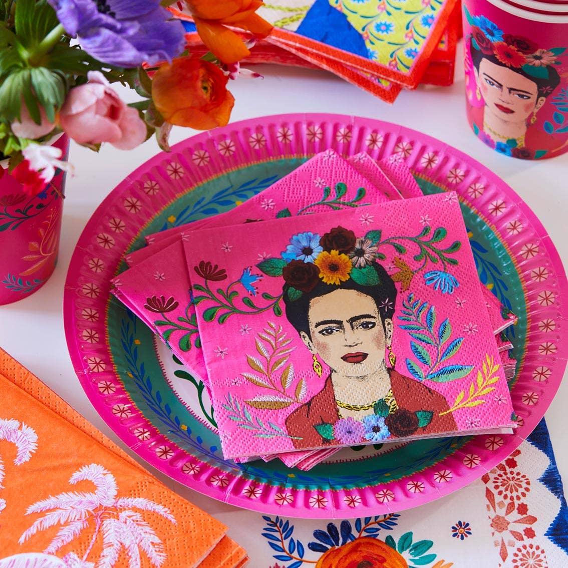 Pink Frida Kahlo Cocktail Paper Napkins - 20 Pack - Image 2