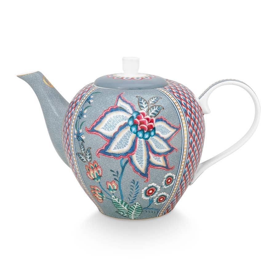 Pip Studio Flower Festival Large Teapot Light Blue 1.6ltr