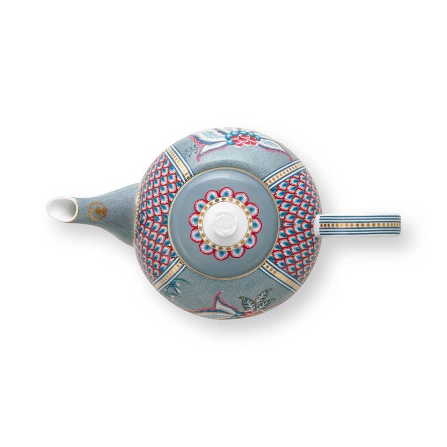 Pip Studio Flower Festival Large Teapot Light Blue 1.6ltr - Image 3
