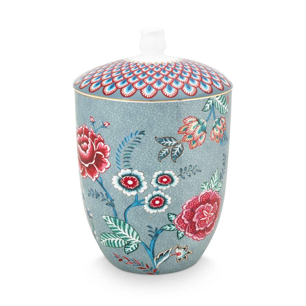 Pip Studio Flower Festival Storage Jar Light Blue 1.5ltr - Image 2