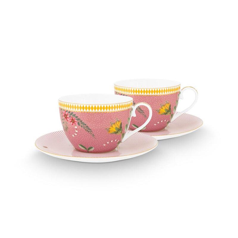 Pip Studio - La Majorelle Set of 2 Cappuccino Cups & Saucers - Pink (280ml)