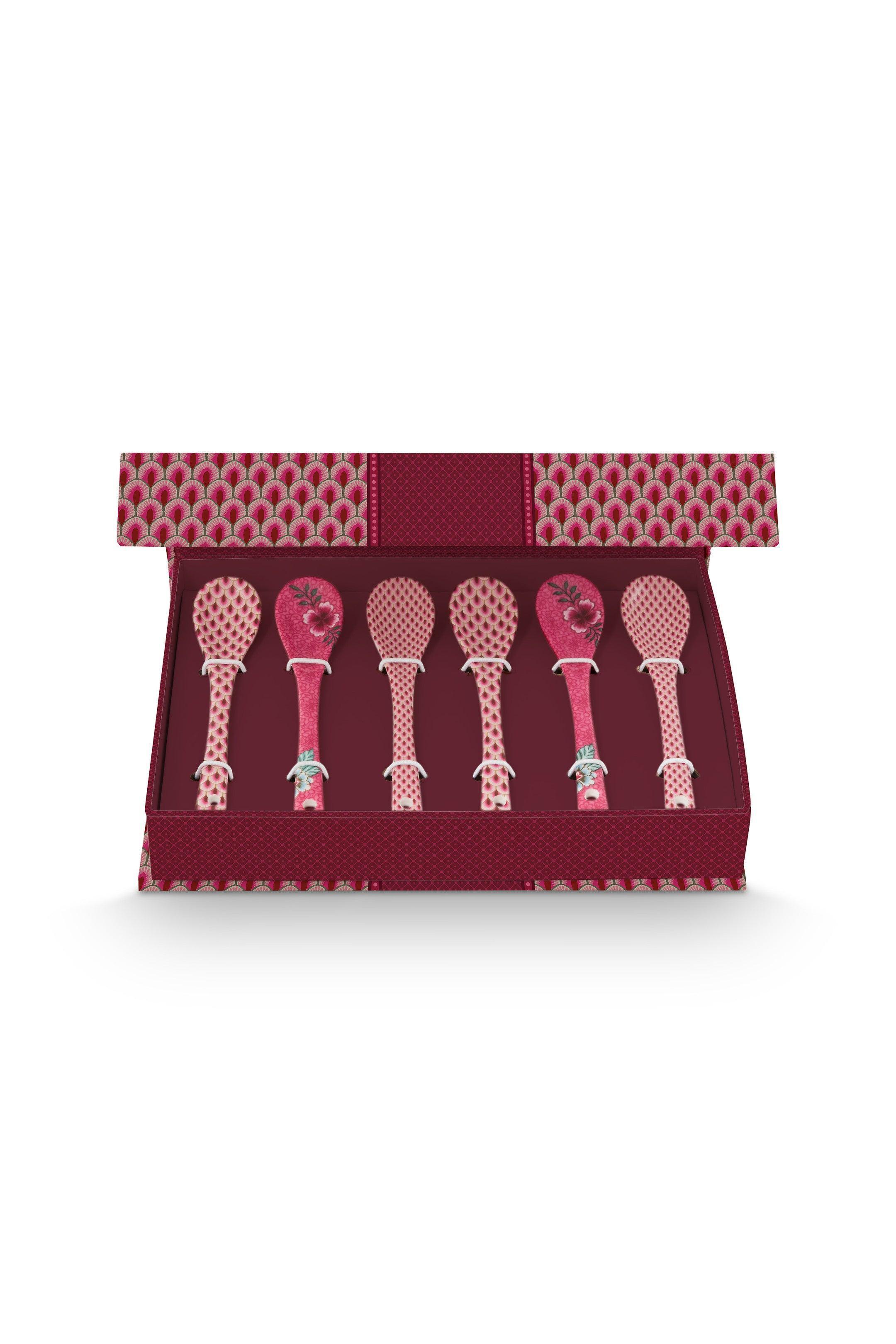 Pip Studio - Teaspoon Giftset Oriental Flower Festival Dark Pink (13cm)