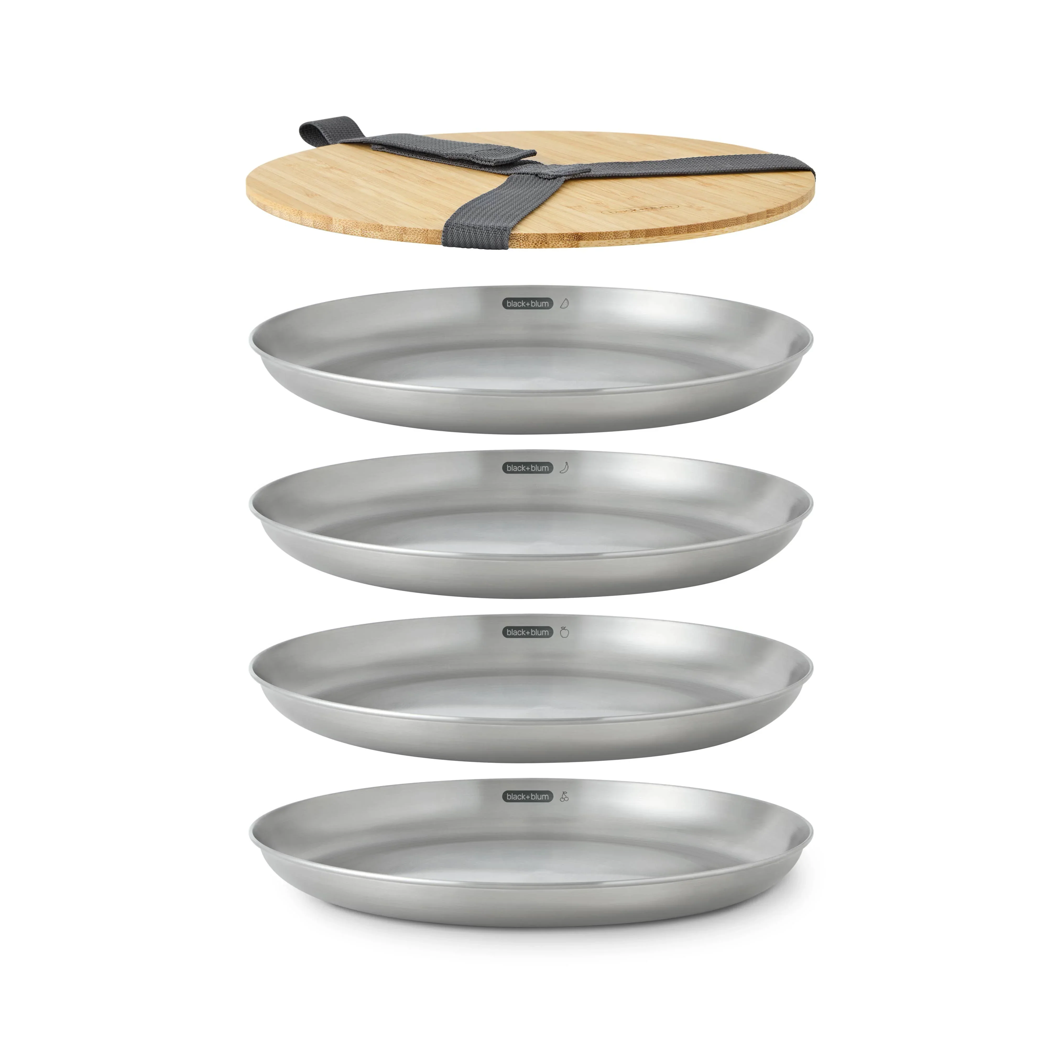 Black+Blum Plate Set - 4pc Stainless Steel Plate Set with Bamboo lid - Image 5