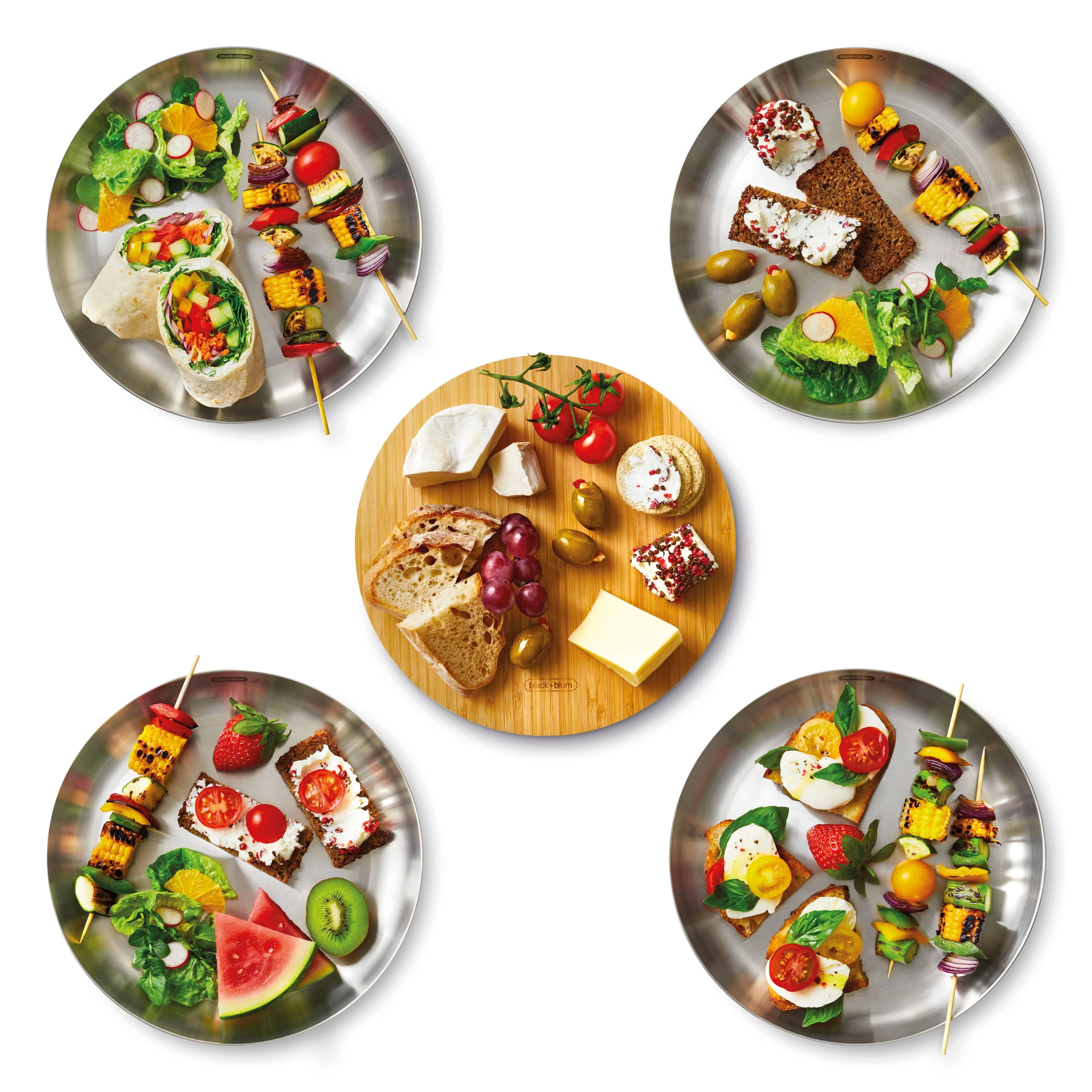 Black+Blum Plate Set - 4pc Stainless Steel Plate Set with Bamboo lid - Image 6