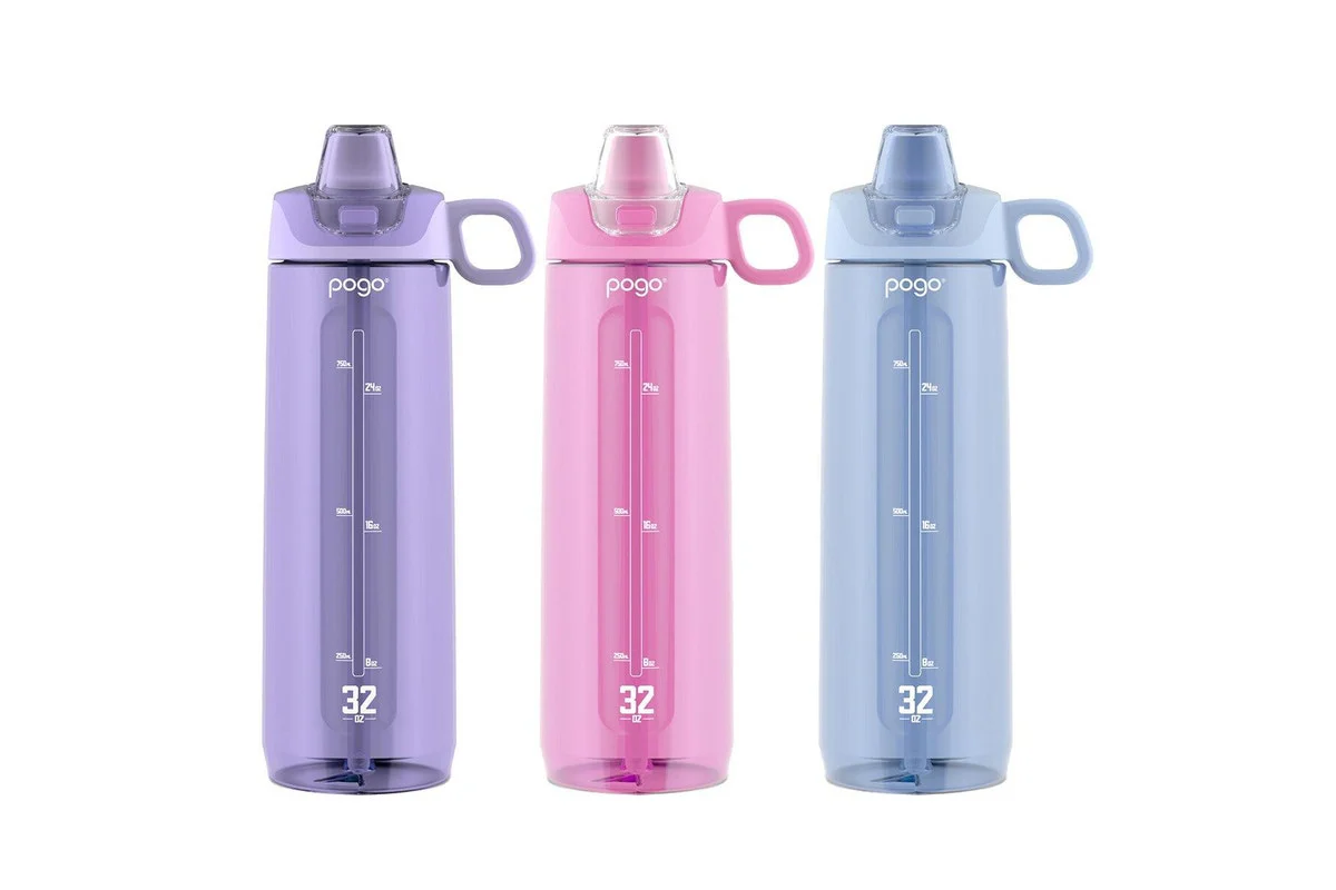 Pogo Tritan Water Bottle 946ml (3 Pack) – BPA-Free Reusable Sports Bottles, Pink, Purple & Blue