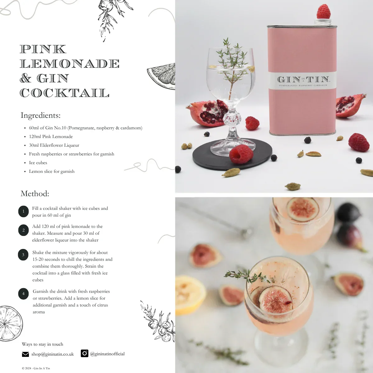 Gin In A Tin, No.10 Pomegranate Raspberry & Cardamom Gin (50cl) - Image 3
