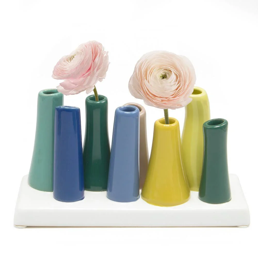 Chive - Pooley - Glazed Ceramic Single Stem Bud Vase - Smoke Green