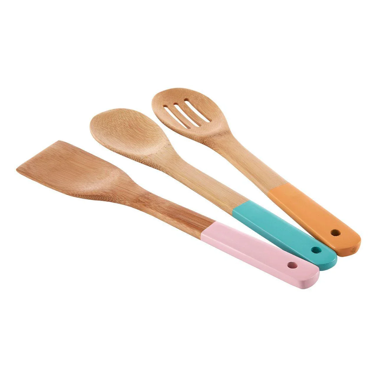 Premier Housewares 3Pc Bamboo Kitchen Utensil Set - Assorted Pastel Colours - Image 2