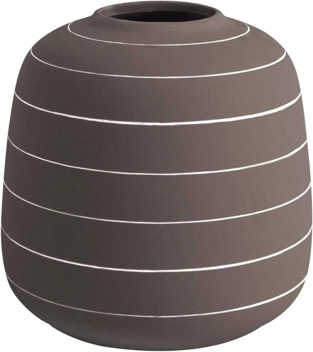 Present Time Living Terra Wide Ceramic Vase - Dark Brown